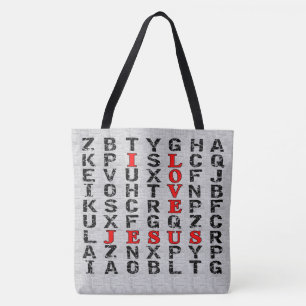 Ik Hou Van Jezus Woordzoeking Christelijke Printta Tote Bag