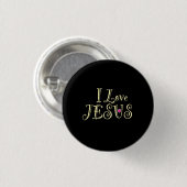 ‘Ik hou van Jezus’ Zwart Ronde Button 3,2 Cm (Voorkant /achterkant)