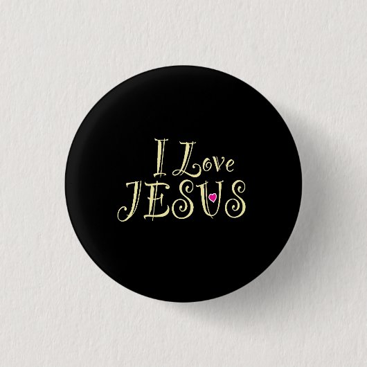 ‘Ik hou van Jezus’ Zwart Ronde Button 3,2 Cm (Voorkant)
