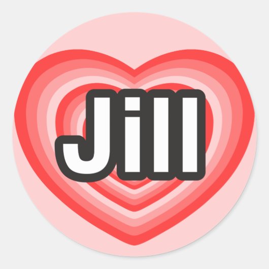Ik hou van Jill. Ik hou van je Jill. Hart Ronde Sticker (Voorkant)