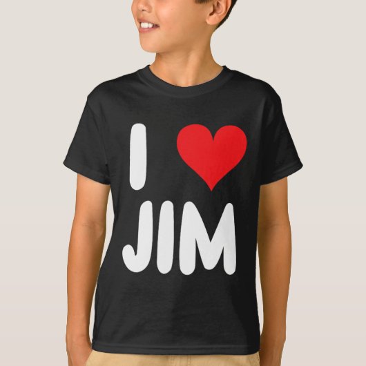 Ik hou van Jim - Hart - Naam T-shirt (Voorkant)
