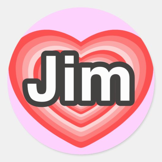 Ik hou van Jim. Ik hou van je Jim. Hart Ronde Sticker (Voorkant)