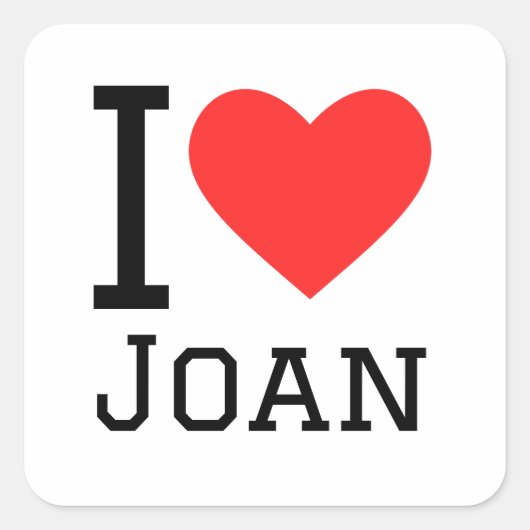 Ik hou van Joan Vierkante Sticker (Voorkant)