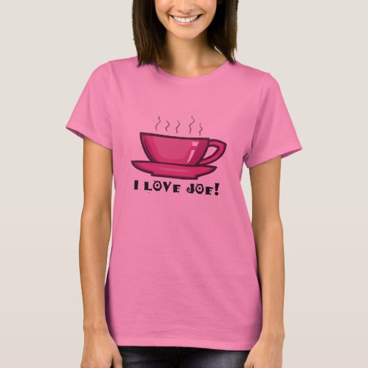 Ik hou van Joe Coffee Cup T-Shirt (Voorkant)