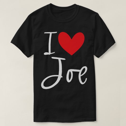 Ik hou van Joe Name Personalized Boy Man BFF Frien T-shirt (Design voorkant)