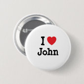 Ik hou van John hart T-Shirt Ronde Button 5,7 Cm (Voorkant /achterkant)