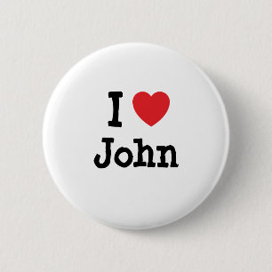 Ik hou van John hart T-Shirt Ronde Button 5,7 Cm
