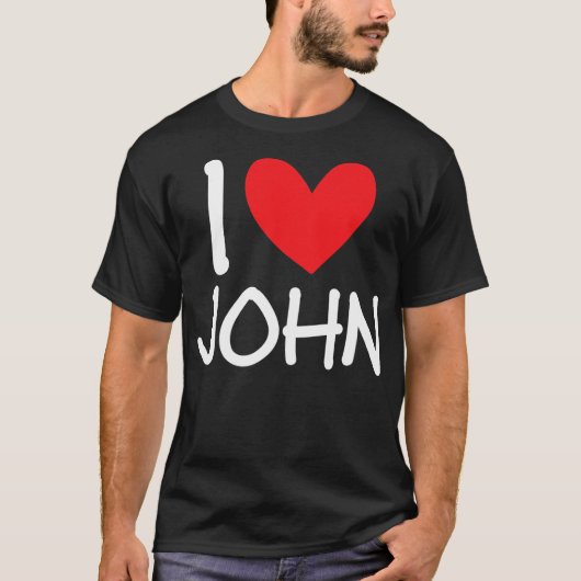 Ik hou van John Name Persoonlijke Mannen Guy BFF F T-shirt (Voorkant)