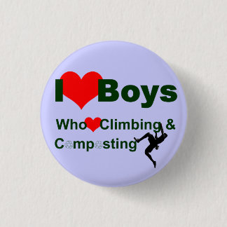 Ik hou van jongens die het hart klimmen en knopen ronde button 3,2 cm