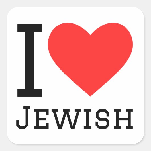 Ik hou van Joods Vierkante Sticker (Voorkant)
