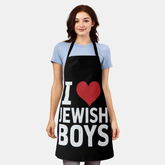 Ik hou van joodse jongens Ik hart joodse jongens C Schort (Gedragen)