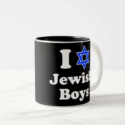Ik hou van joodse jongens tweekleurige koffiemok (Voorkant rechts)
