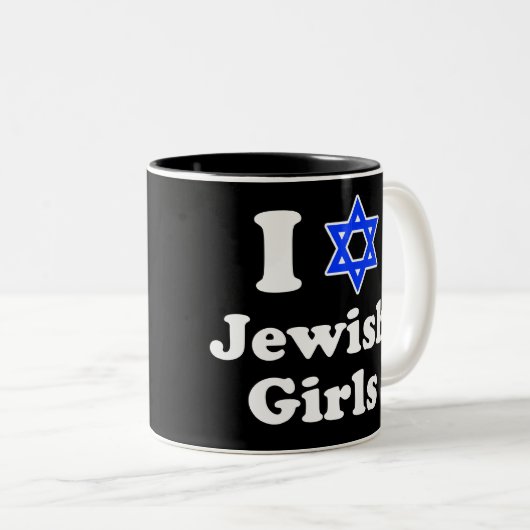 Ik hou van joodse meisjes tweekleurige koffiemok (Voorkant rechts)