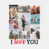 'Ik hou van jou' 9 foto collage Fleece Deken (Voorkant)