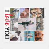 'Ik hou van jou' 9 foto collage Fleece Deken (Voorkant (Horizontaal))