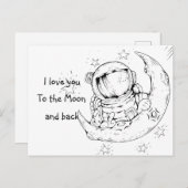 Ik hou van jou aan de maan, de astronaut, de liefd briefkaart (Voorkant / Achterkant)