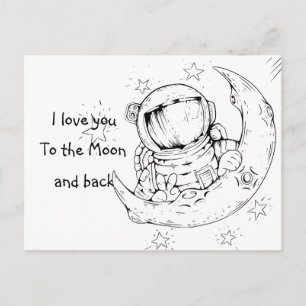 Ik hou van jou aan de maan, de astronaut, de liefd briefkaart