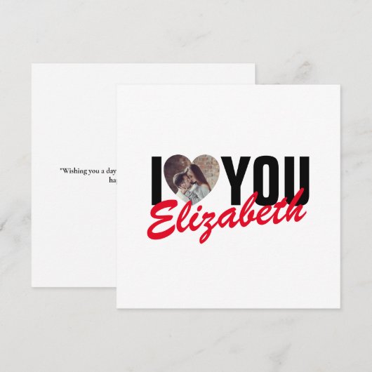 Ik hou van jou Aangepaste foto hart en naam Notitiekaartje (Voorkant / Achterkant)