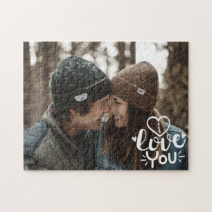 Ik hou van jou aangepaste foto-overlay Valentijnsc Legpuzzel