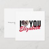 Ik hou van jou Aangepaste fotohart en naam Notitiekaartje (Voorkant / Achterkant)
