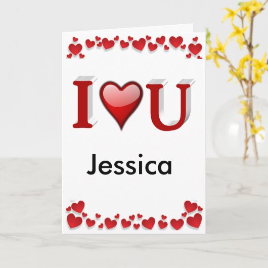 Ik hou van jou, aangepaste Valentijnsdag  Kaart (Gele Bloem)