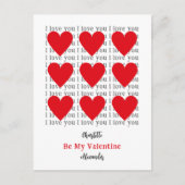 Ik hou van jou als mijn Valentijn-rood hart Feestdagenkaart (Voorkant)