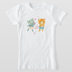 Ik Hou Van Jou Ansichtkaart met Katten Schattige T-shirt