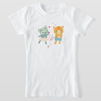 Ik Hou Van Jou Ansichtkaart met Katten | Schattige T-shirt