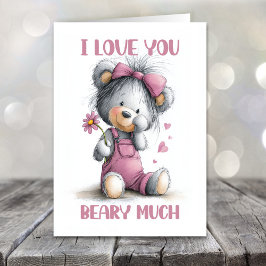 Ik Hou Van Jou Beary Veel Teddybeer Valentijnsdag Feestdagen Kaart