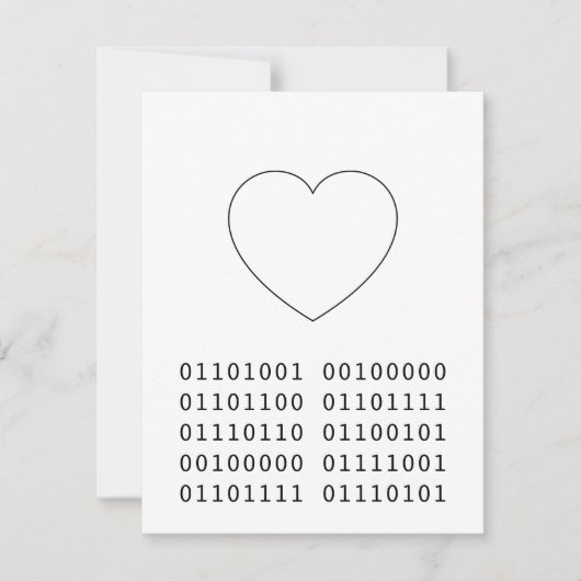 Ik hou van jou Binary Heart Valentijnsdag Geek Feestdagenkaart (Voorkant)