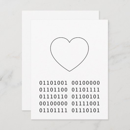 Ik hou van jou Binary Heart Valentijnsdag Geek Feestdagenkaart (Voorkant / Achterkant)