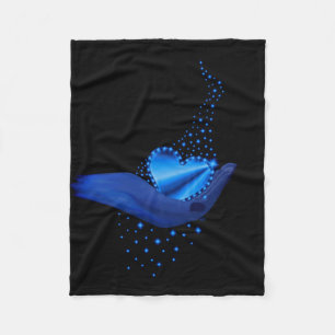 Ik hou van jou, Blue Rainbow Heart met sterren Fleece Deken