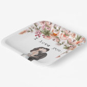 Ik hou van jou bruiloft feest waterverf bloem eleg papieren bordje (Gebogen)