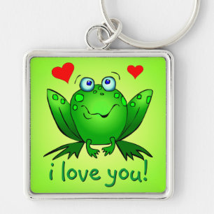 Ik Hou Van Jou Cartoon Kikker Hartjes Cute Glimlac Sleutelhanger