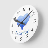 Ik hou van jou Cute Blauwe Hart Valentijnsdag Ronde Klok (Hoek)