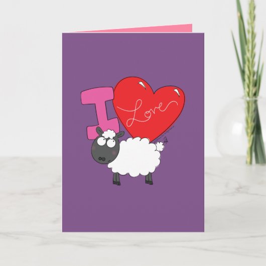 Ik hou van jou - Cute Schaap Valentijns Wenskaart Kaart (Voorkant)