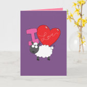 Ik hou van jou - Cute Schaap Valentijns Wenskaart Kaart (Gele Bloem)