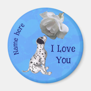 Ik hou van jou Dalmatische puppyroos gepersonalise Magneet
