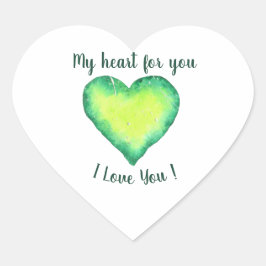 Ik hou van jou die groene en blauwe harthag krijgt hart sticker
