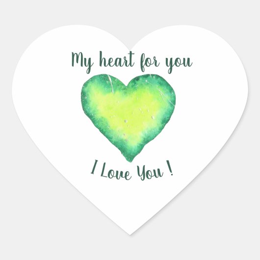 Ik hou van jou die groene en blauwe harthag krijgt hart sticker (Voorkant)