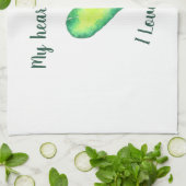 Ik hou van jou die groene en blauwe harthag krijgt theedoek (Gevouwen)