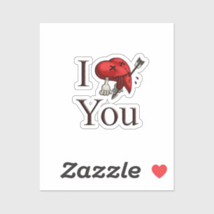 Ik hou van jou dodelijk gewonde hart met pijl sticker