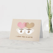 Ik Hou Van Jou Een Latte Aangepaste Monogram Begin Kaart (Voorkant)