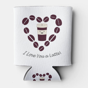 Ik hou van jou, een Latte Cute Coffee Cup en koffi Blikjeskoeler