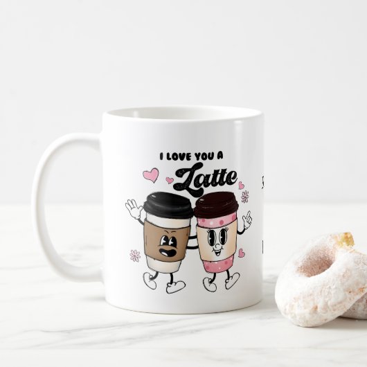 Ik hou van jou, een Latte grappige Romantische Val Koffiemok (Met donut)