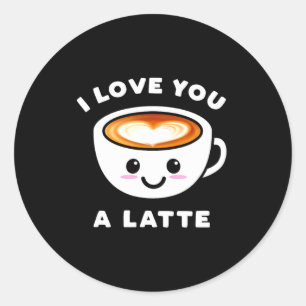 Ik hou van jou een Latte Grappige Schattige Koffie Ronde Sticker