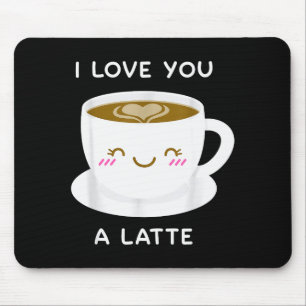 Ik hou van jou een Latte koffieliefhebber hart val Muismat