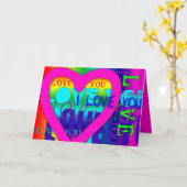 Ik hou van jou elektrische kleuren Pop Art Wenskaa Kaart (Gele Bloem)