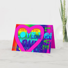 Ik hou van jou elektrische kleuren Pop Art wenskaa Kaart