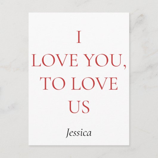 Ik hou van jou en ons, pas personaliseren aan briefkaart (Voorkant)